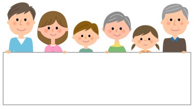 Bir aile / ailenin illüstrasyon ile bir mesaj panosu çerçeve.