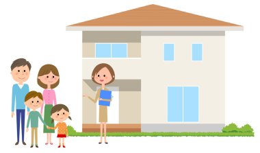 Aile ve aile ve Emlakçılar emlakçı/çizimi.
