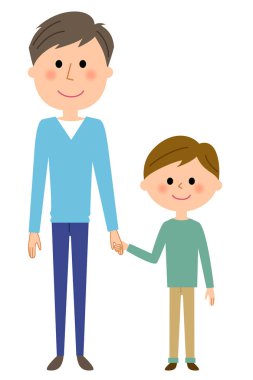 Baba ve çocuk / An çizimde bir baba ve bir çocuk.