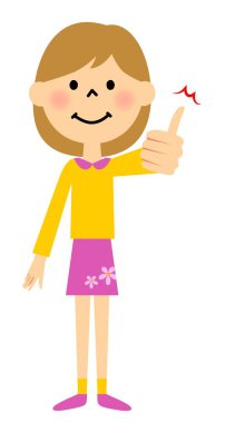 Gösterilen çocuk kadar thumb / yukarı başparmak bir kız bir örnektir.