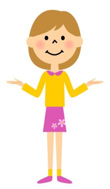 İki eliyle açan kız / An çizimde iki eliyle açan kız.