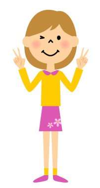 V giriş yapan kız / V giriş yapan bir kız bir örnektir.