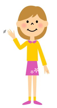 Onun el/illüstrasyon bir el sallayarak bir kızın dalgalar kız.