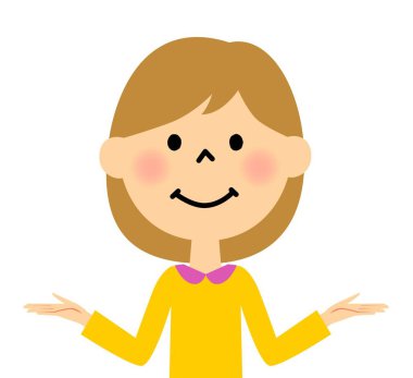 İki eliyle açan kız / An çizimde iki eliyle açan kız.