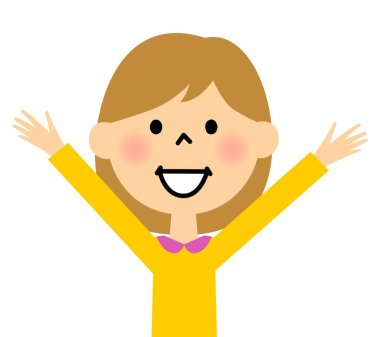 Kız up/bir illüstrasyon elleriyle neşelendiren kızın elleri alkış.