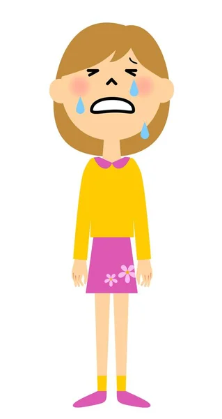Das Weinende Mädchen Eine Illustration Des Weinenden Mädchens — Stockvektor