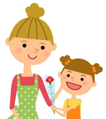 Anneler günü / anne ve kızı olan anneler günü gösteren bir örnek bulunmaktadır.