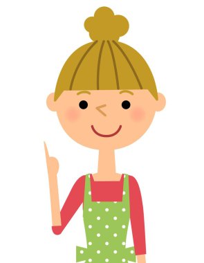The female of the apron,I point./An illustration of the female of the apron who points and explains. clipart
