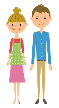 Genç bir çift çift/bir genç çizimi.