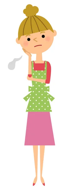 Female Apron Who Sighs Illustration Female Apron Who Sighs — Stock Vector