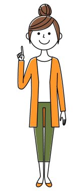 Genç kadın, anne, parmak işareti / Parmağın ucunda duran genç bir kadının resmi..