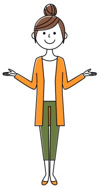 Genç kadın, anne, iki kolunuzu da açın / İki kolunuzu da açan genç bir kadının resmi..