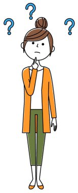 - Genç kadın, anne, şüphe. - Merak eden genç bir kadının çizimi..