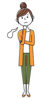 Genç bir kadın, anne, iç geçiriyor. İç çeken genç bir kadının resmi..