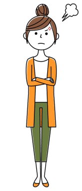 Genç kadın, anne, Öfke / Öfkeli genç bir kadının tasviri.