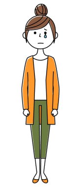 Genç bir kadın, anne, ağlayan genç bir kadının göz yaşları.