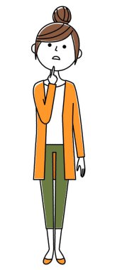 Genç bir kadın, anne, bunu düşünen genç bir kadının canlandırması..