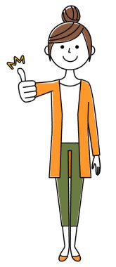 Young woman,mama,Thumbs up/It is an illustration of a young woman who thumbs up. clipart