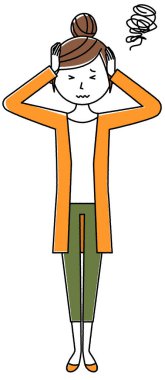 Başını tutan bir genç kadın bir kafa/örnek tutmak için genç kadın, Anne,.