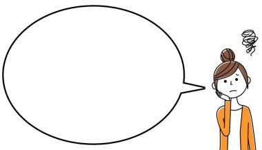 Genç kadın ile boş metin balon, balon / balon ilişkindir genç bir kadın.