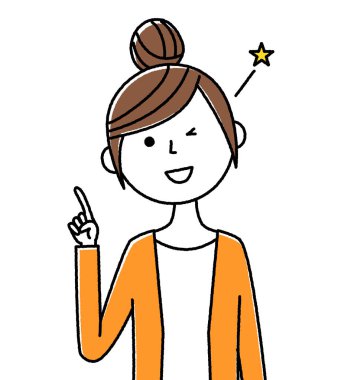 Genç kadın, anne, parmak işareti / Parmağın ucunda duran genç bir kadının resmi..