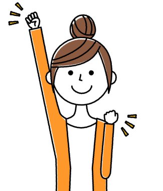 Genç kadın, anne, Zafer Mola. Zafer pozu veren genç bir kadının resmi..