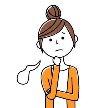 Genç bir kadın, anne, iç geçiriyor. İç çeken genç bir kadının resmi..