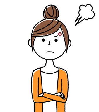 Genç kadın, anne, Öfke / Öfkeli genç bir kadının tasviri.