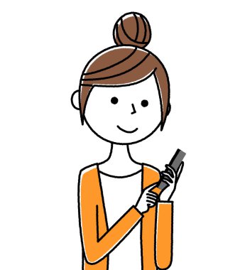 Genç kadın, anne, akıllı telefon / Akıllı telefonlu genç bir kadının görüntüsü.