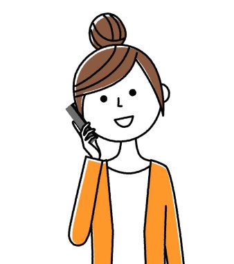 Genç kadın, anne, akıllı telefon / akıllı telefondan konuşan genç bir kadının görüntüsü.