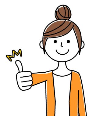 Genç kadın, anne, başparmak yukarı / Baş parmak kaldıran genç bir kadının resmi..