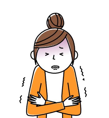 Genç kadın, Anne, Chilly/illüstrasyon titreme duygu genç bir kadın.