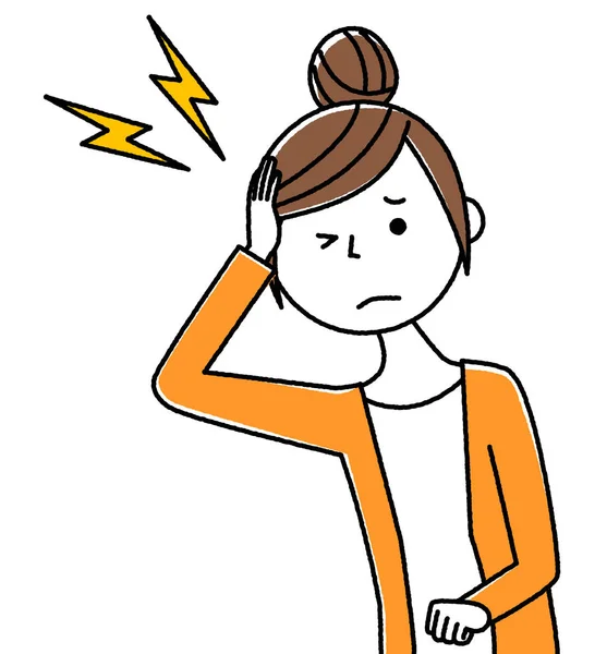 Junge Frau Mutter Kopfschmerzen Illustration Einer Jungen Frau Mit Kopfschmerzen — Stockvektor