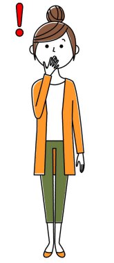 It is an illustration of a young woman who is surprised.Young woman,mama,To be surprised/