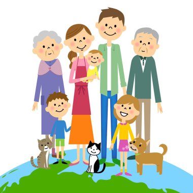 Dünya ve dünya ve bir aile aile/An çizimde.