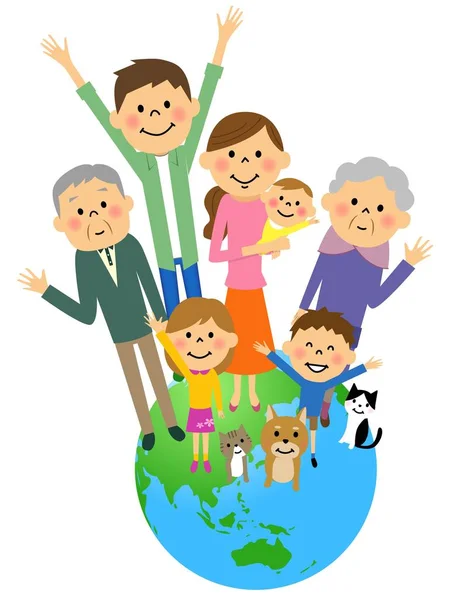 Tierra Familia Una Ilustración Tierra Una Familia — Vector de stock