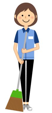 Kadın memur, süpürme / temizleyicileri bir kadın katip bir örnektir.