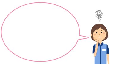 Kadın memur, boş metin balon, balon / bir kadın memurunun balon illüstrasyon.