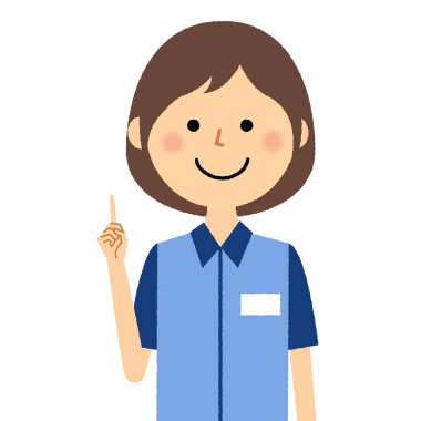 It is an illustration of a female clerk finger pointing.Female clerk,Finger pointing/