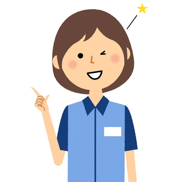 Illustration Female Clerk Finger Pointing Female Clerk Finger Pointing — 스톡 벡터