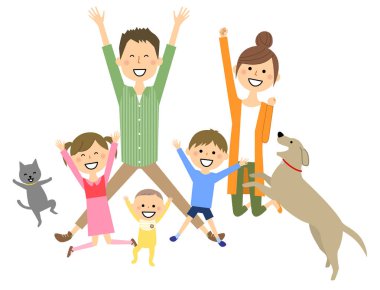 Ailesinin atlamak için bir atlama/illüstrasyon için aile.