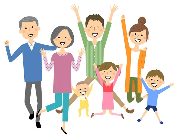 Family Jump Illustration Family Jump — Stock Vector