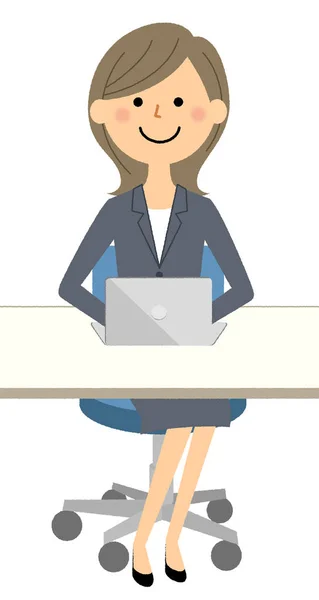 Geschäftsfrau Laptop Ist Eine Illustration Einer Geschäftsfrau Mit Laptop Computer — Stockvektor