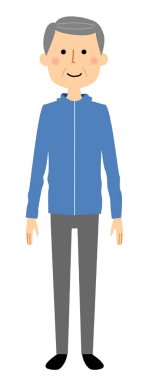 Yaşlı adam, Spor giyim / Spor giyim giyen yaşlı bir adam İllüstrasyon.