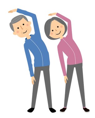 Yaşlı çift, Stretching / Bu egzersizleri yaşlı bir çift bir örnektir.
