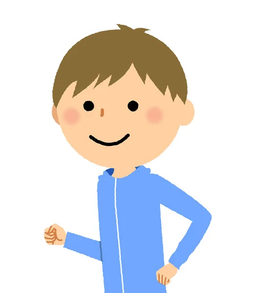 Mladý Chlapec Jogging Ilustrace Mladého Chlapce Jogging — Stockový vektor