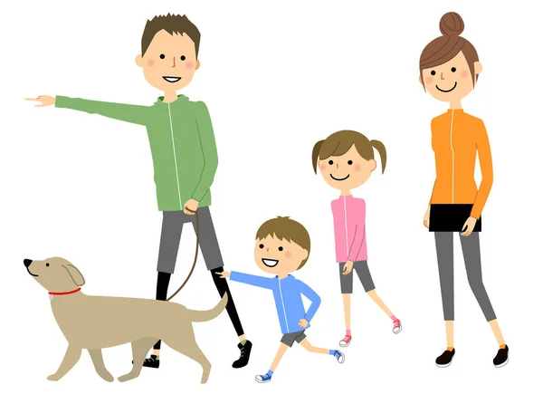 Walking Family Illustration Family Walking — Stock Vector