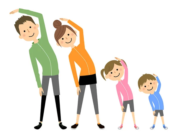 Ist Eine Illustration Einer Familie Die Stretching Macht — Stockvektor