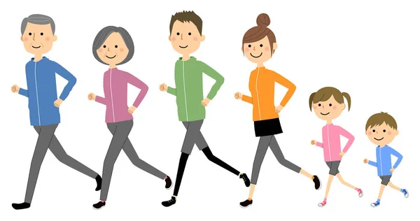 Running Aile Çalışan Bir Ailenin Bir Örneğidir — Stok Vektör