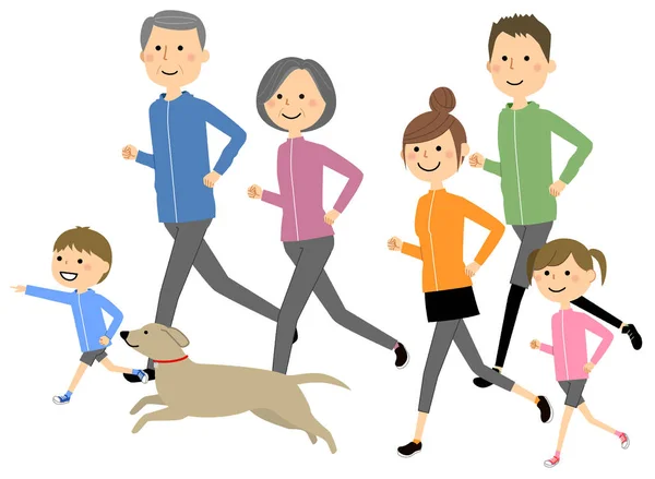 Correndo Família Uma Ilustração Uma Família Que Corre — Vetor de Stock